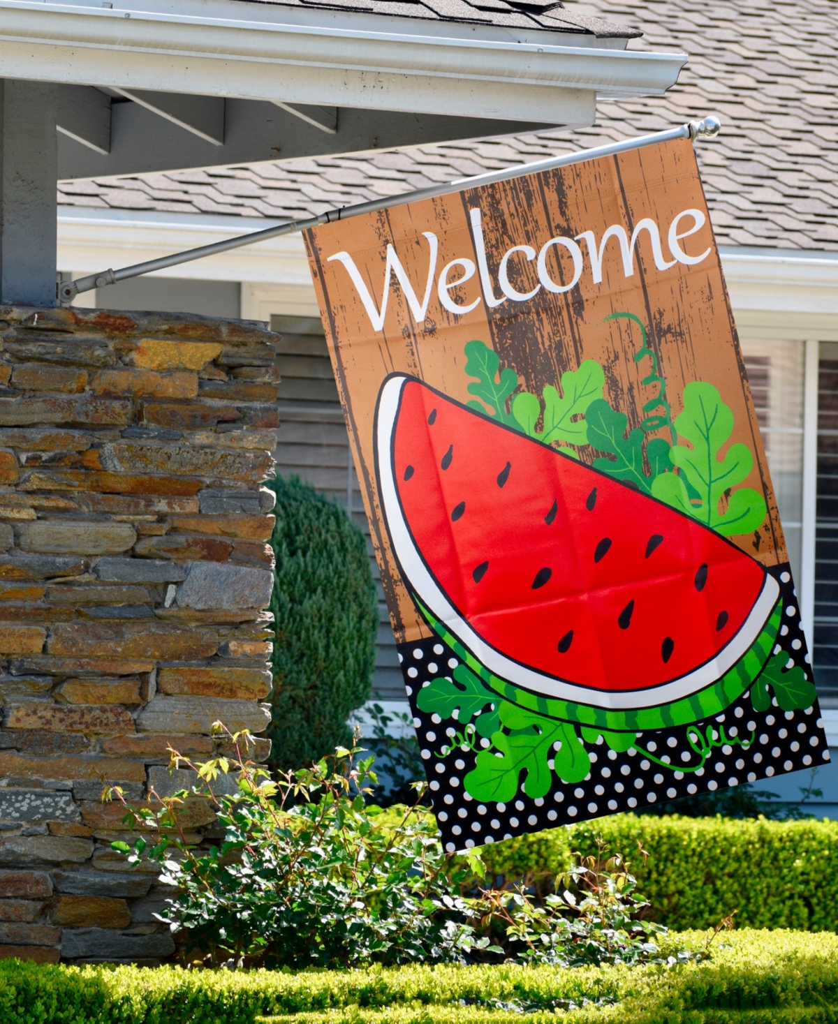 Northlight Welcome Watermelon Slice Spring Outdoor House Flag 28" X 40" In Red