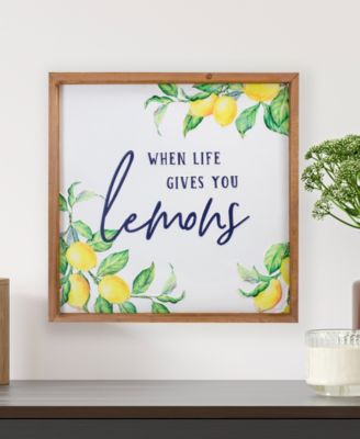 16" Wooden Framed "When Life Gives you Lemons" Metal Sign Spring Wall D&eacute;cor