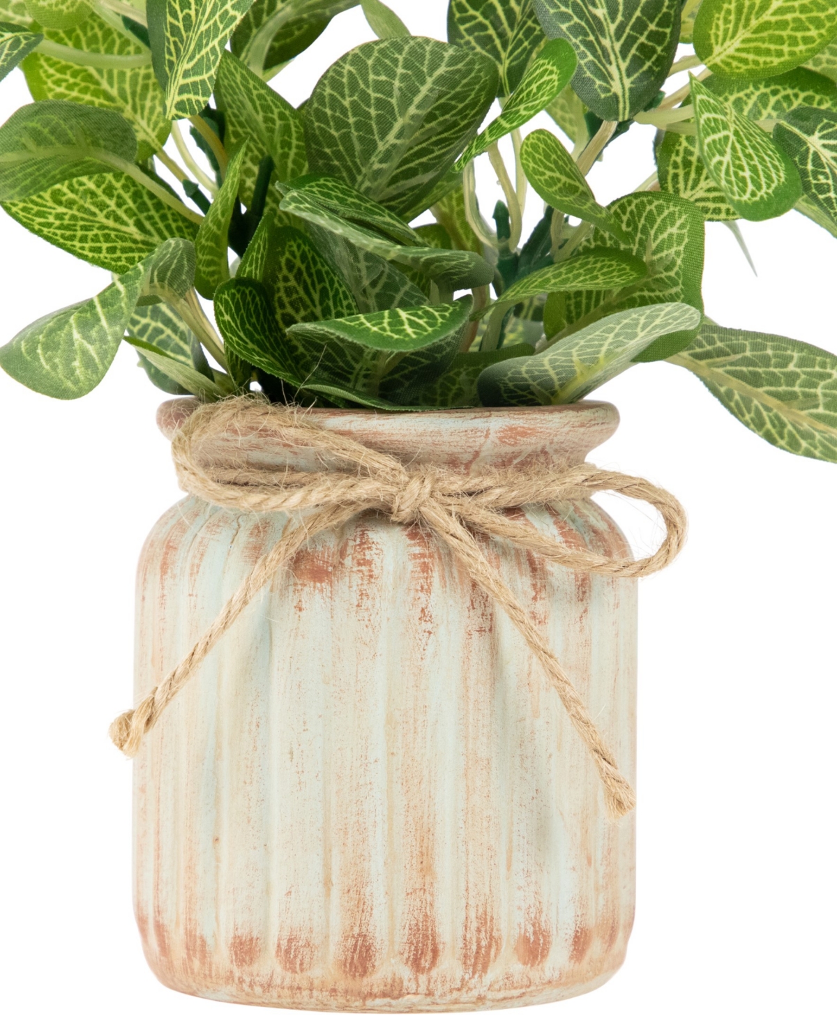 Northlight 8" Reticulated Artificial Spring Foliage In Ceramic Pot In Green