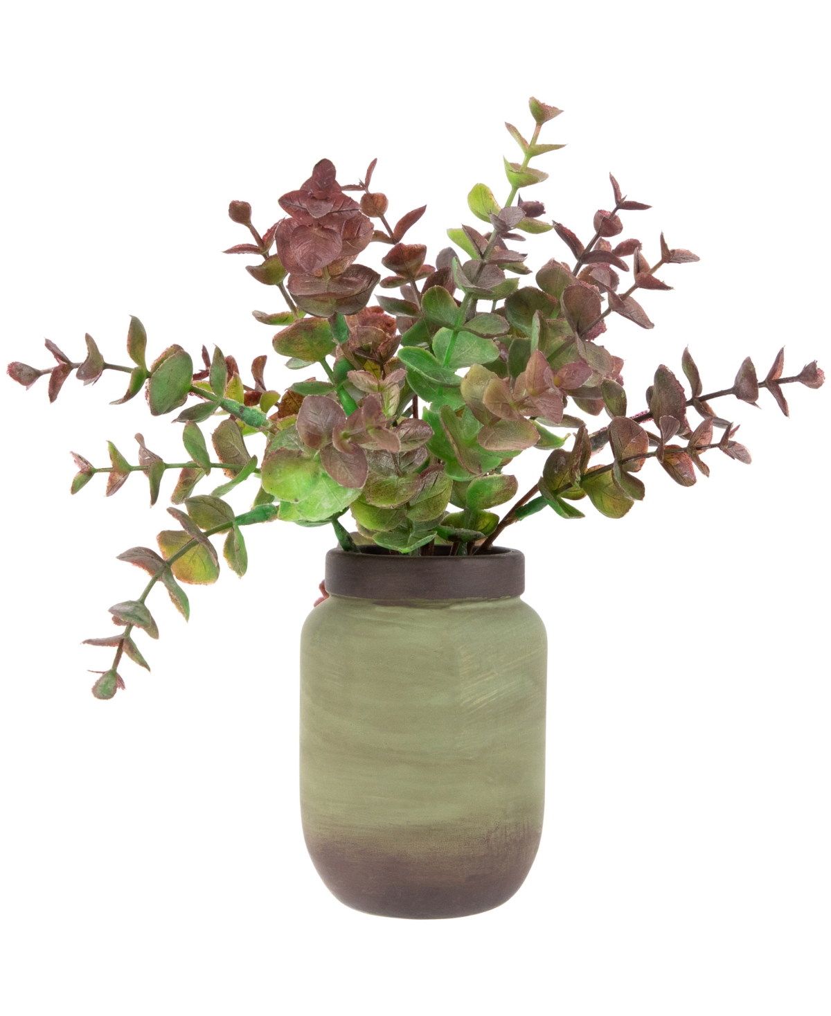Northlight 10" Two-toned Spring Eucalyptus Leaves Artificial Plant In Ceramic Pot In Green