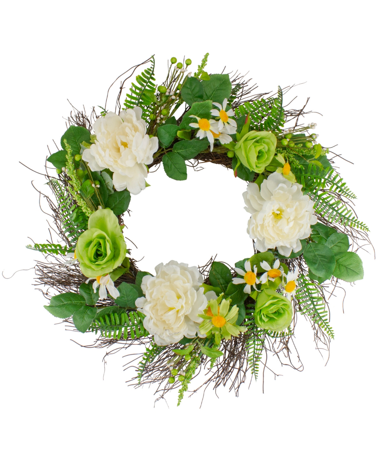 Northlight Mixed Floral Artificial Spring Wreath, 22" In Green