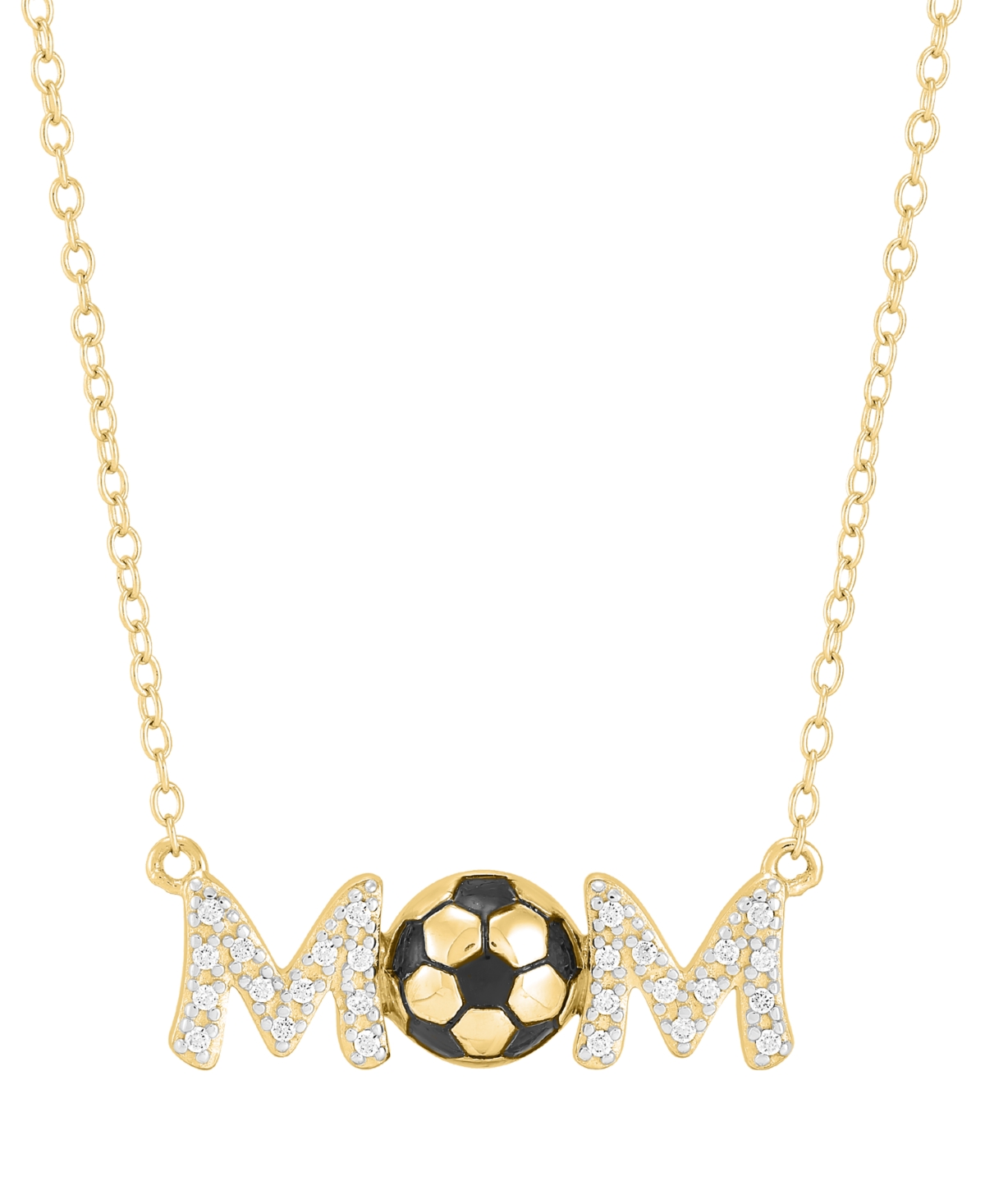 Shop Macy's Diamond Soccer Mom Pendant Necklace (1/10 Ct. T.w.) In Sterling Silver Or 14k Gold-plated Sterling S In Gold-plated Sterling Silver