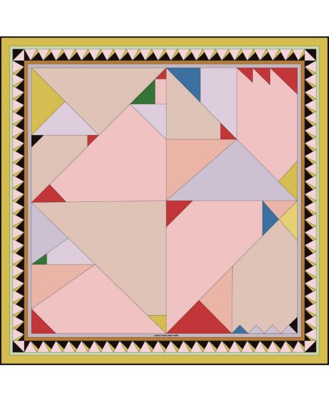 Женский шарф Jessie Zhao New York Double Silk Scarf Of Color Recombination, цвет: Жёлтый / Синий