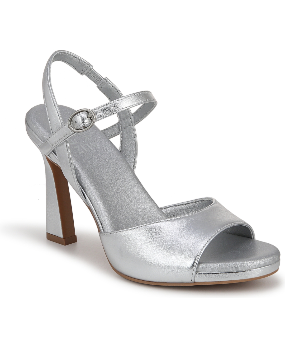 Shop Naturalizer Lala Dress Ankle Strap Sandals In Silver Leather