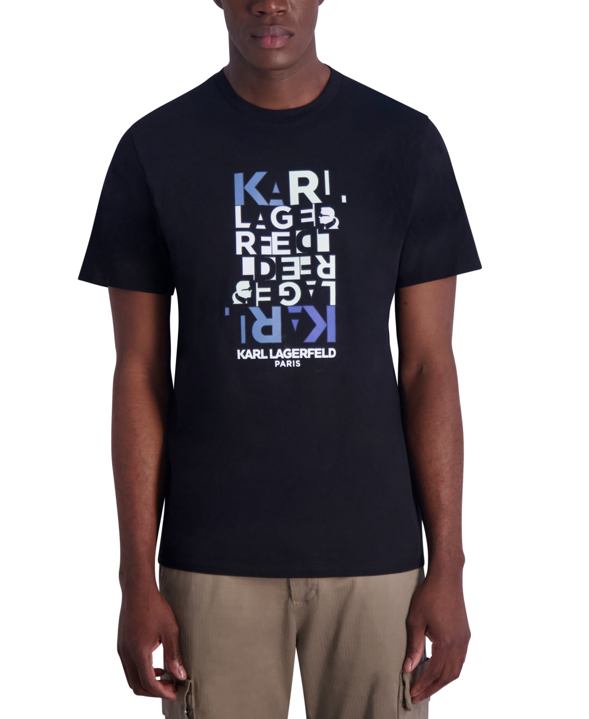Karl Lagerfeld Men's Broken Letters Logo T-shirt In Black