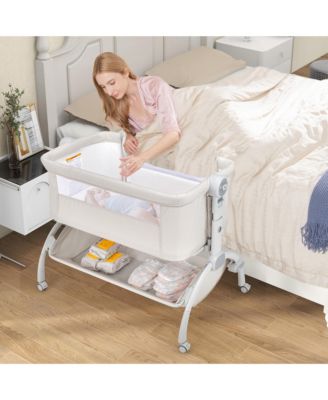 3-in-1 Portable Baby Bassinet Bedside Sleeper Cradle with Mattress& Storage Basket