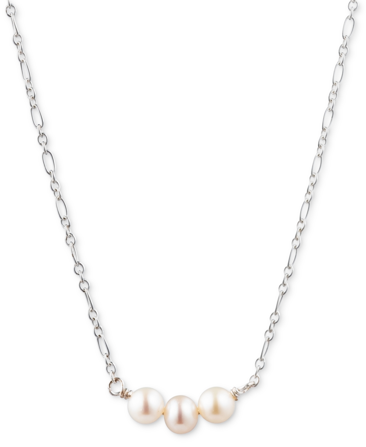 Lauren Ralph Lauren Sterling Silver Genuine Freshwater Pearl Statement Necklace, 18"+ 3" extender - White