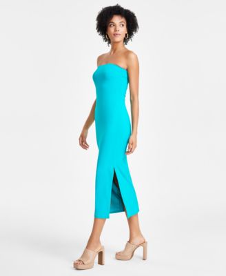 Bar III Women's Strapless Bodycon Side-Slit Midi Dress, Created for Macy's  - Macy's