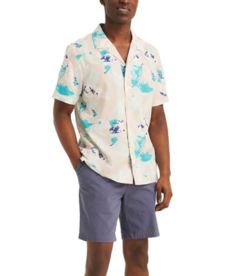 Nautica - Men's Printed Short Sleeve Button-Front Camp Shirt