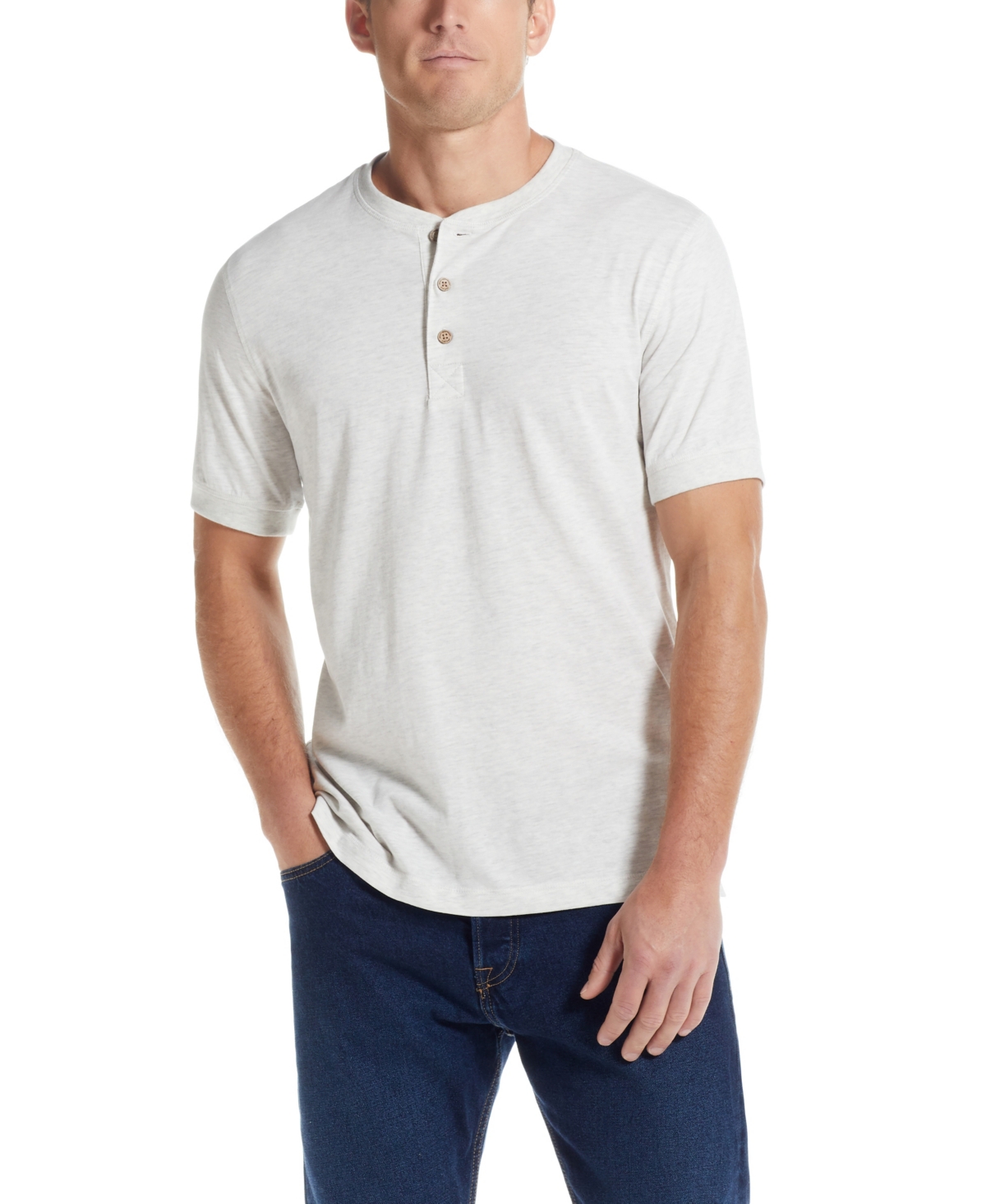 Men's Short Sleeve Melange Henley Shirt - Bright White