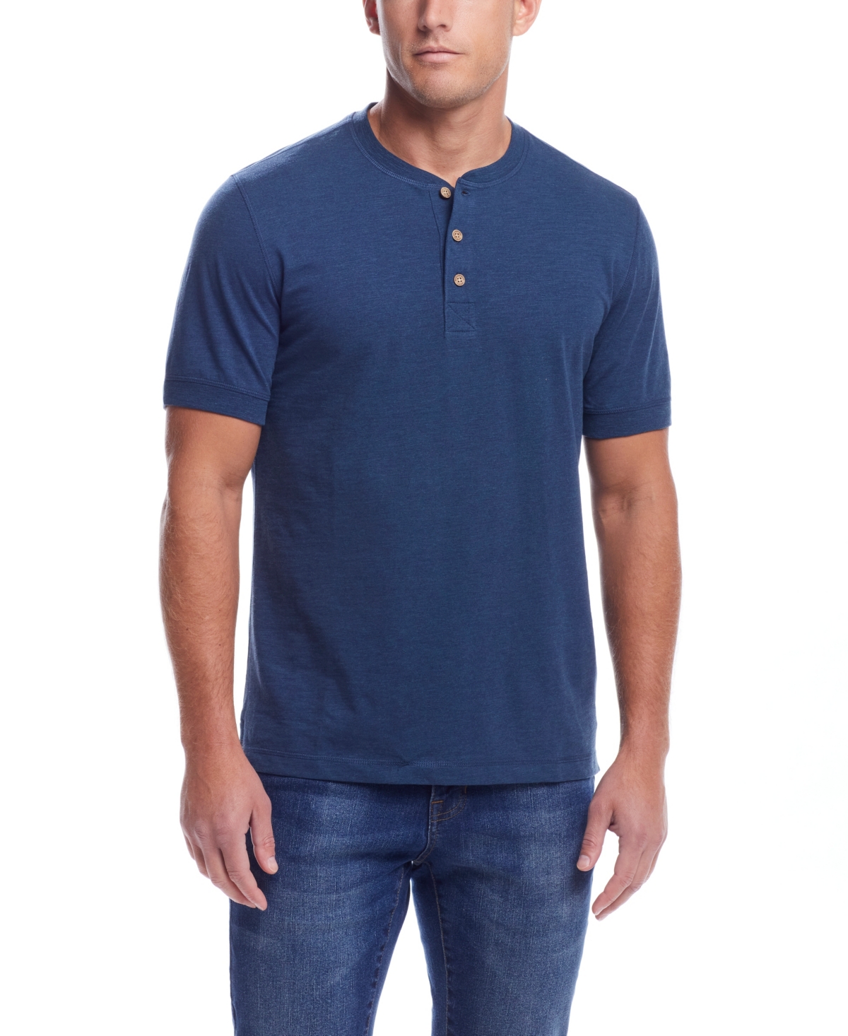 Men's Short Sleeve Melange Henley Shirt - Bright White