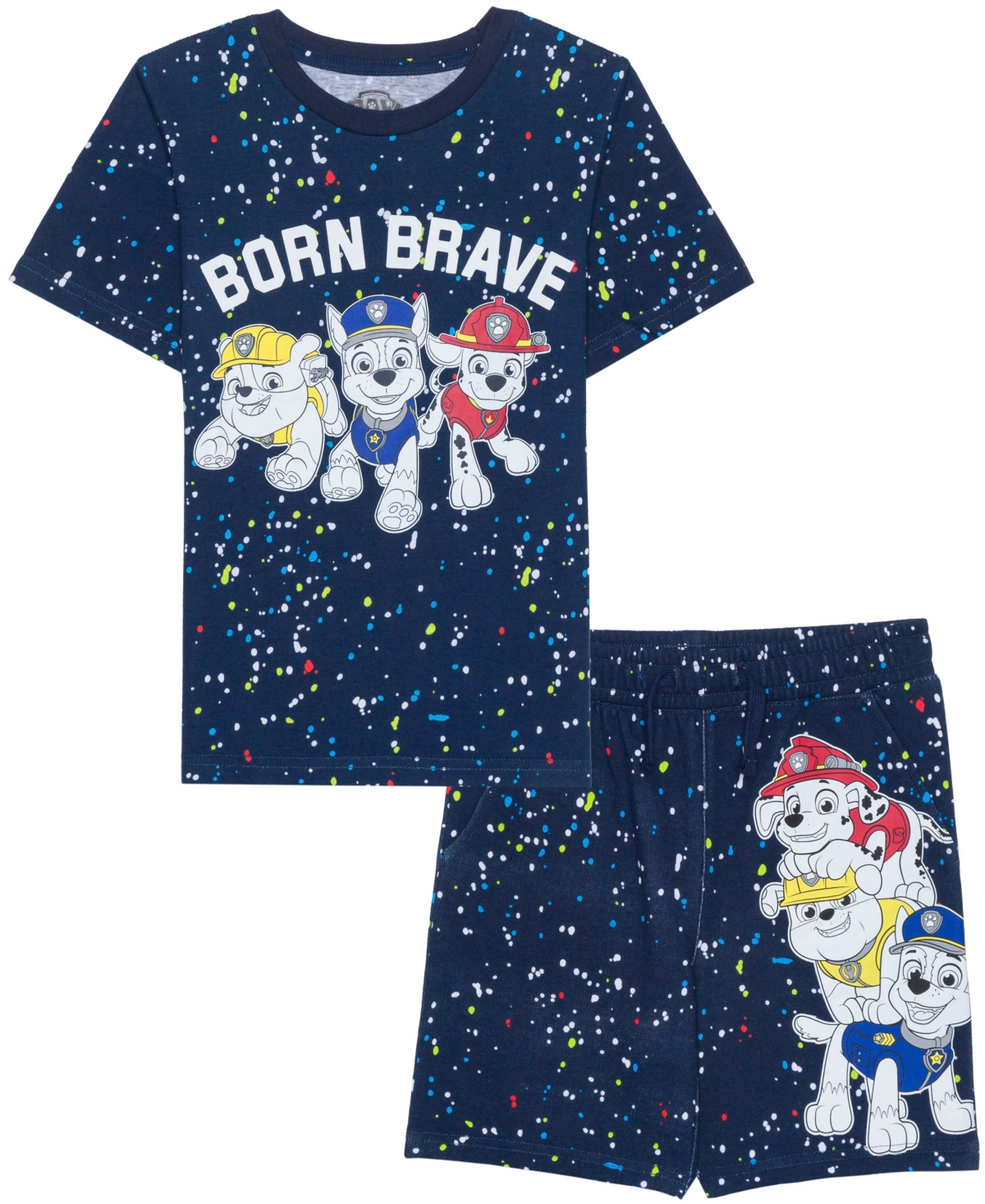 Hybrid Kids' Toddler And Little Boys Paw Patrol Short Sleeve T-shirt And Shorts, 2 Pc Set In Navy