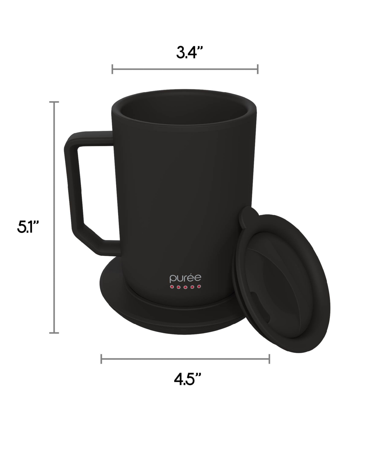 Tzumi Puree Warming Coffee Mug, oz. Stainless Steel Coffee Mug with Mug Warmer Coaster and Lid