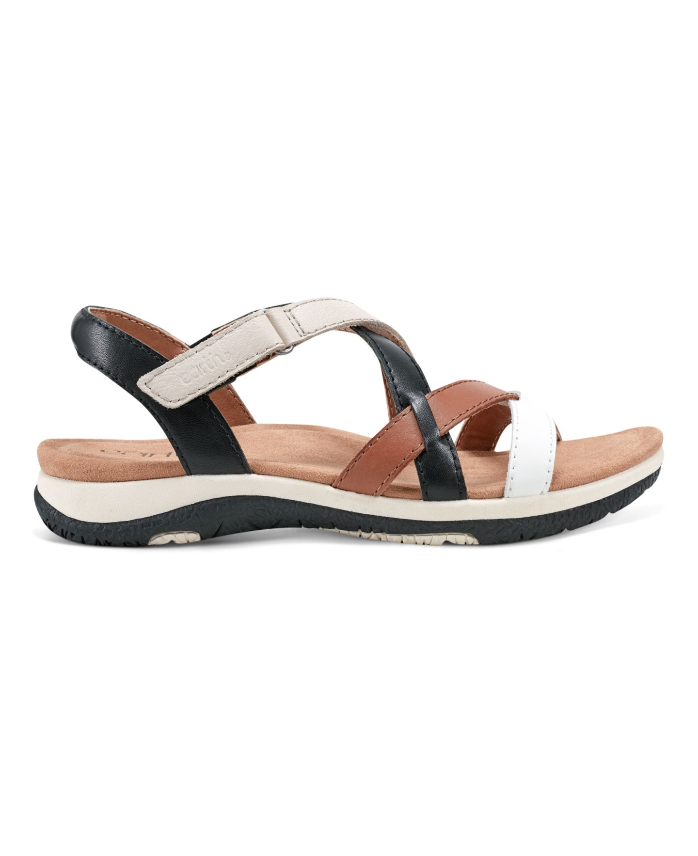 Женские сандалии Earth Sterling Strappy Flat Sport Sandals, цвет: Коньячный / Чёрный разноцветный кожаный — фото 2