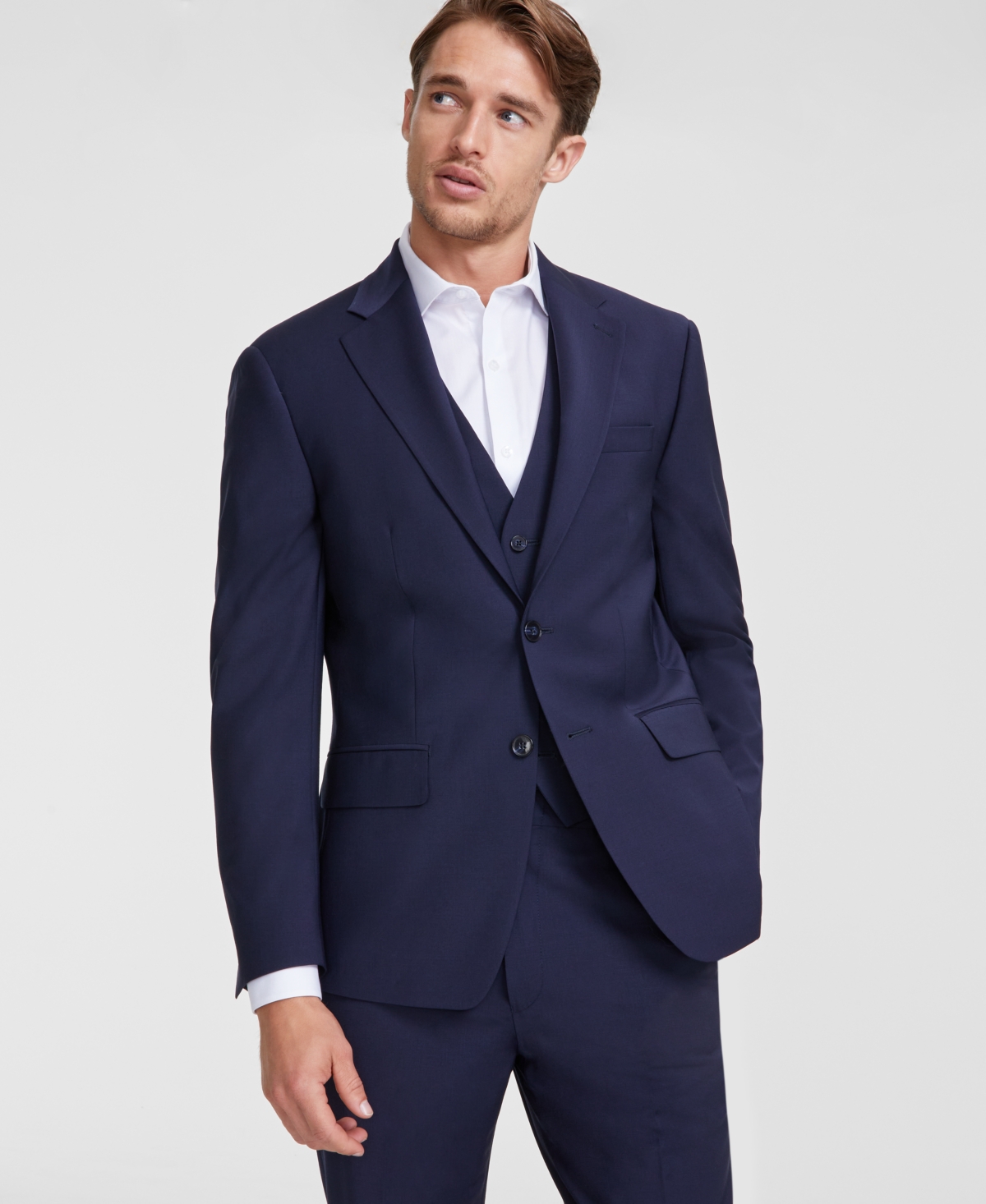 CALVIN KLEIN MEN'S SLIM-FIT WOOL-BLEND STRETCH SUIT JACKETS 