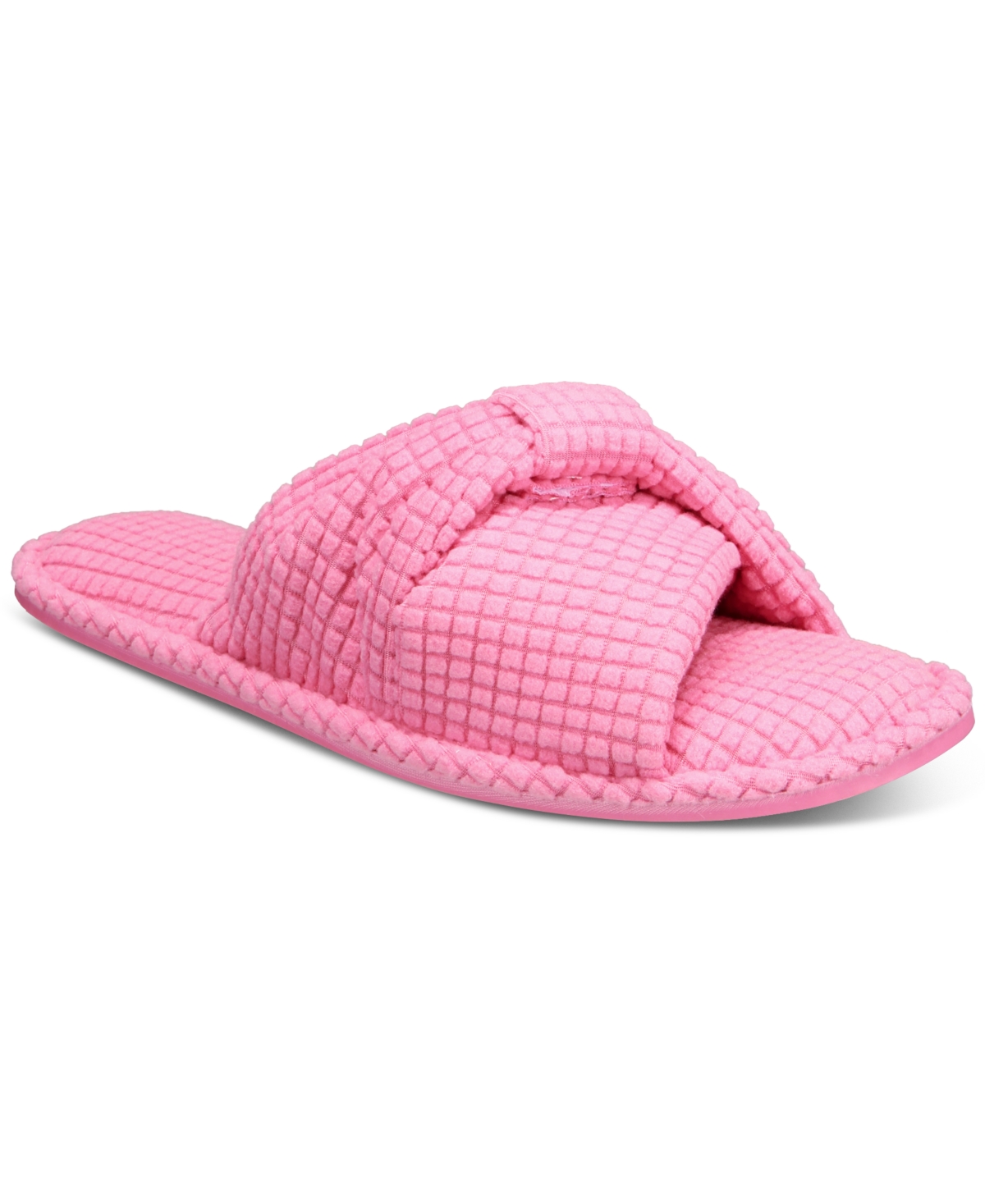 Shop Charter Club Women's Textured Knot-top Slippers, Created For Macy's In Pink Taffy