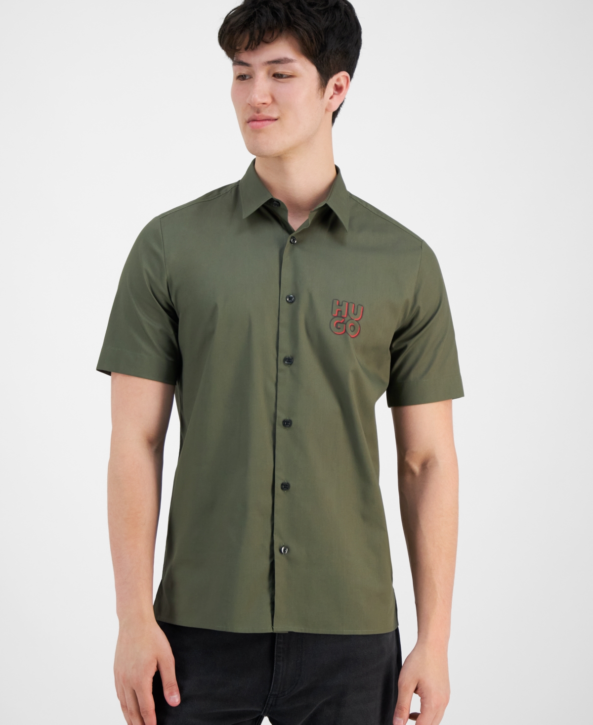 Hugo by Hugo Boss Men's Logo Shirt -Khaki