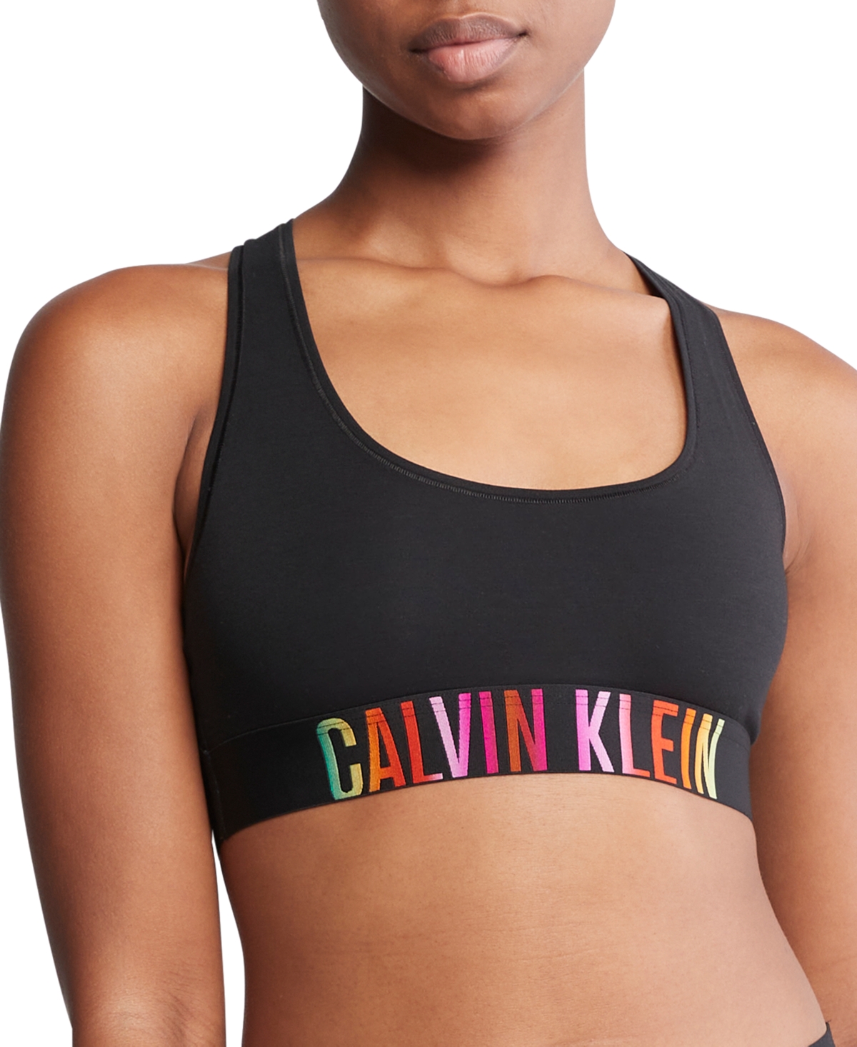 Shop Calvin Klein Intense Power Pride Cotton Unlined Bralette Qf7831 In Black
