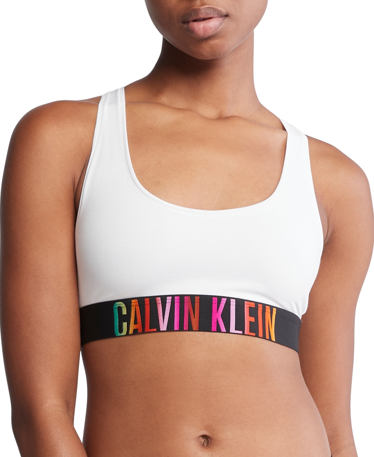 Shop Calvin Klein Intense Power Pride Cotton Unlined Bralette Qf7831 In White
