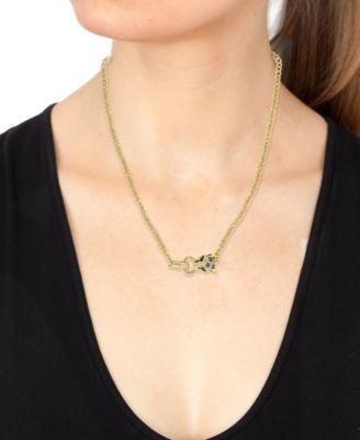 EFFY&reg; Multicolor Diamond (x ct. t.w.) & Emerald (1/20 ct. t.w.) Panther Head 17" Statement Necklace