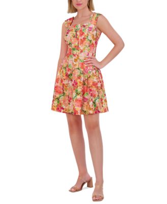 Vince Camuto - Petite Pleated-Strap Fit & Flare Dress