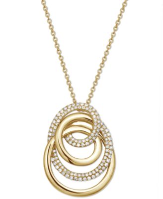 EFFY&reg; Diamond Multi Swirl 18" Pendant Necklace (3/8 ct. t.w.) in 14k Gold
