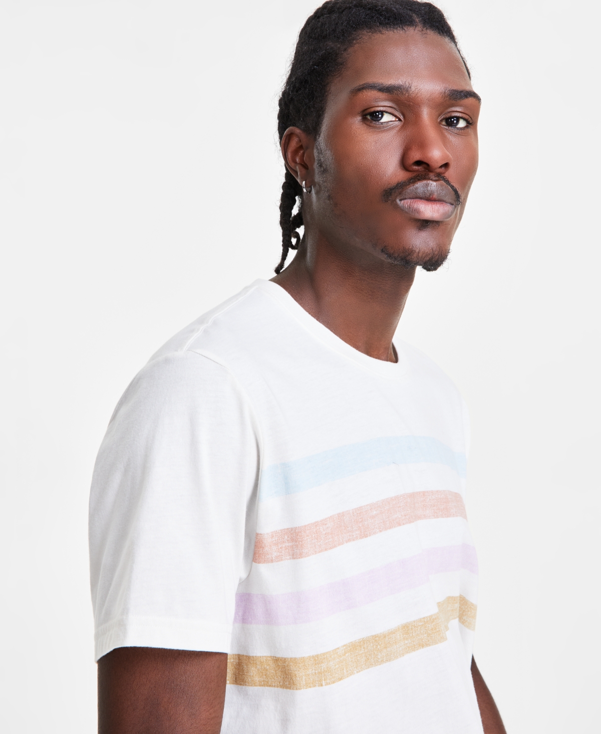 Shop Sun + Stone Men's Carousel Short Sleeve Crewneck Striped T-shirt, Created For Macy's In Tofu