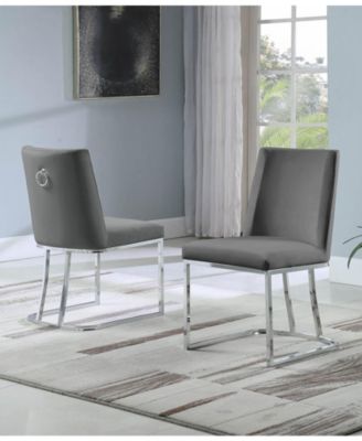 24" L x 19" W x 34" H Velvet Upholstered Side Chairs with Chrome Legs, Set of 2