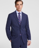 Tommy Hilfiger Men's Modern-Fit Stretch Wool Blend Plaid Suit Jacket - Blue