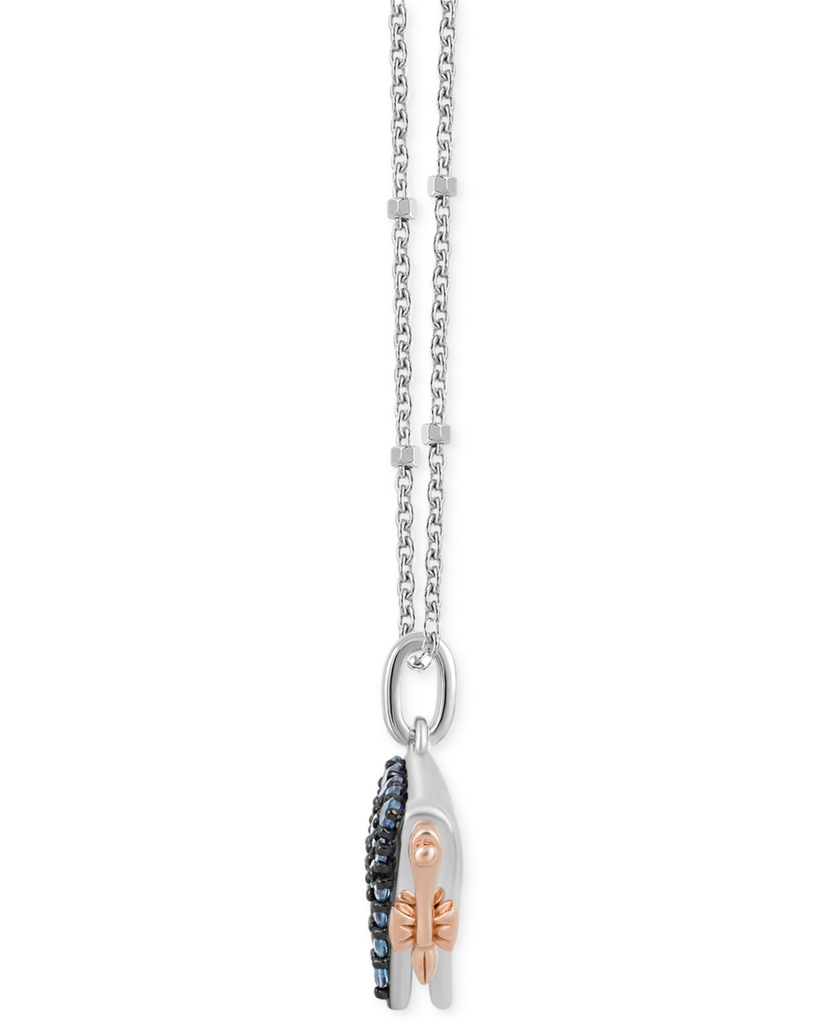 Wonder Fine Jewelry Disney  London Blue Topaz (5/8 Ct. T.w.) & Diamond (1/20 Ct. T.w.) Eeyore 18" Pen In Sterling Silver  Rose Gold-plate