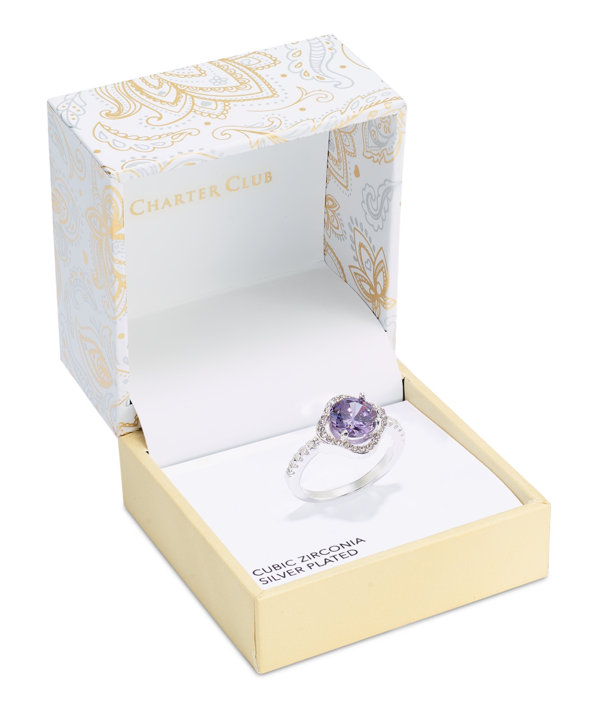 Shop Charter Club Silver-tone Pave & Purple Cubic Zirconia Flower Ring, Created For Macy's