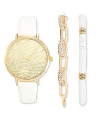 I.N.C. International Concepts - Women's White Strap Watch 38mm Set