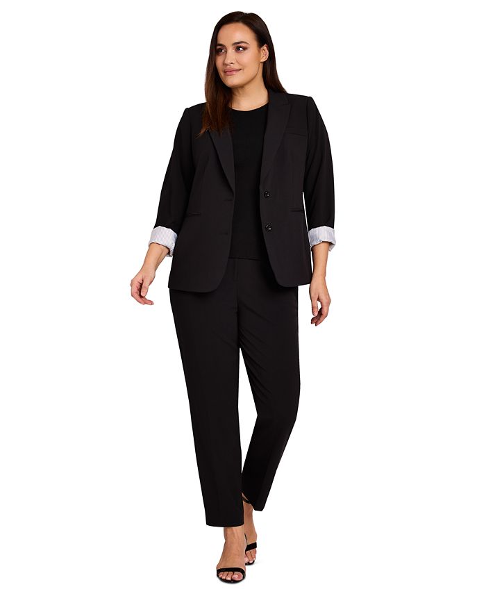 Tahari ASL Plus Size Two-Button Roll Tab Jacket & Shannon Pants - Macy's