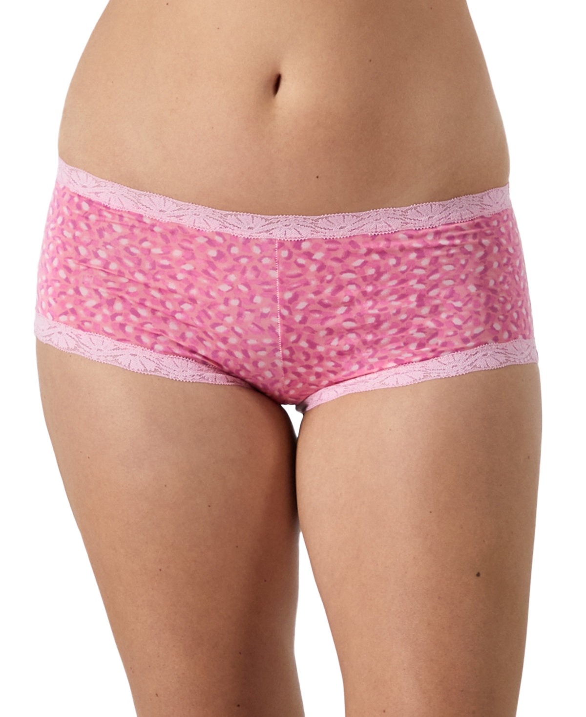 Shop Maidenform Lace Trim Microfiber Boyshort Underwear 40760 In Celestial Pink Blush