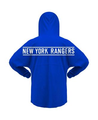 Women's Blue New York Rangers Jersey Lace-Up V-Neck Long Sleeve Hoodie T-shirt