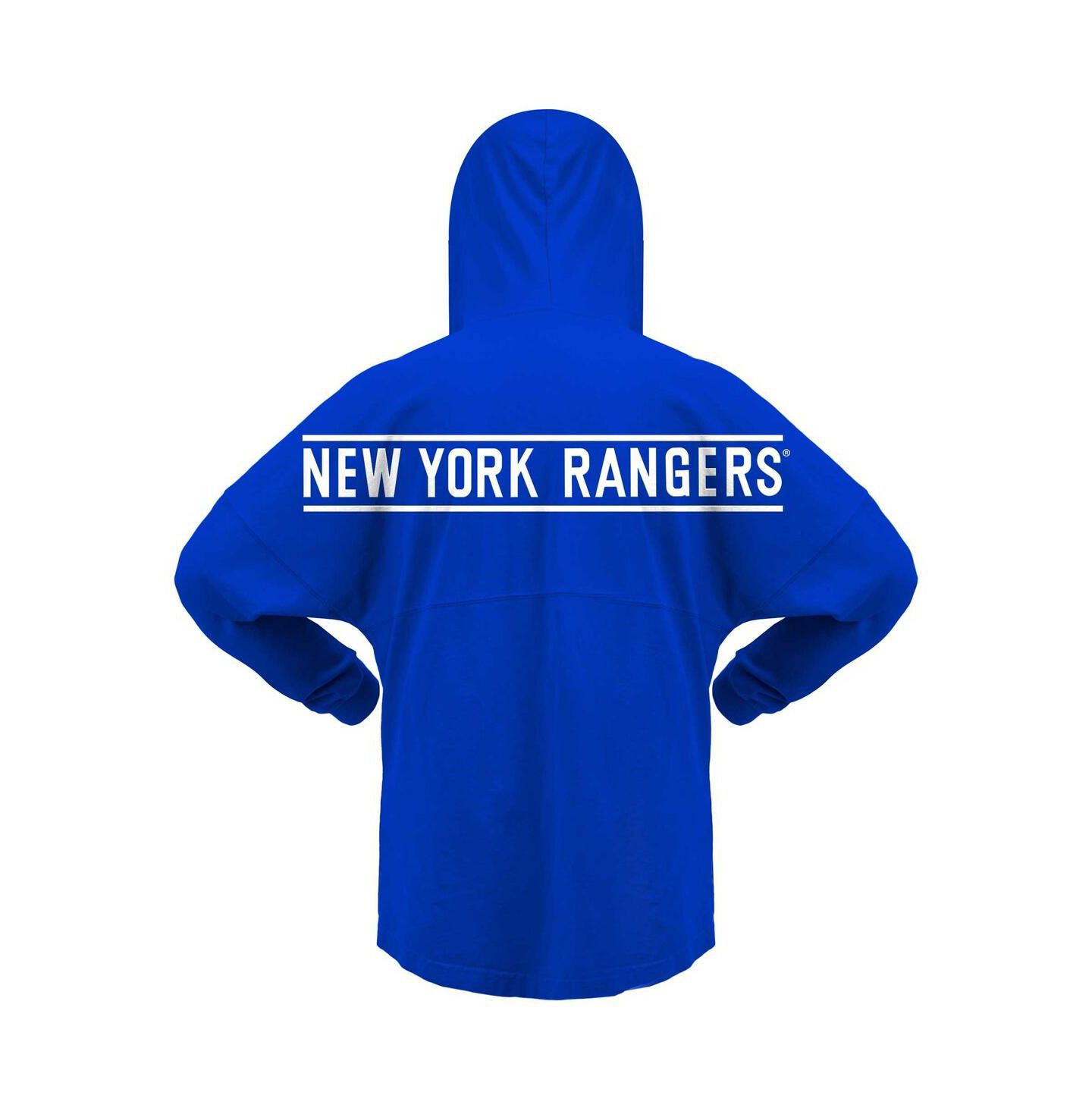 Женское худи Fanatics Blue New York Rangers Jersey Lace-Up V-Neck Long Sleeve T-shirt — фото 2