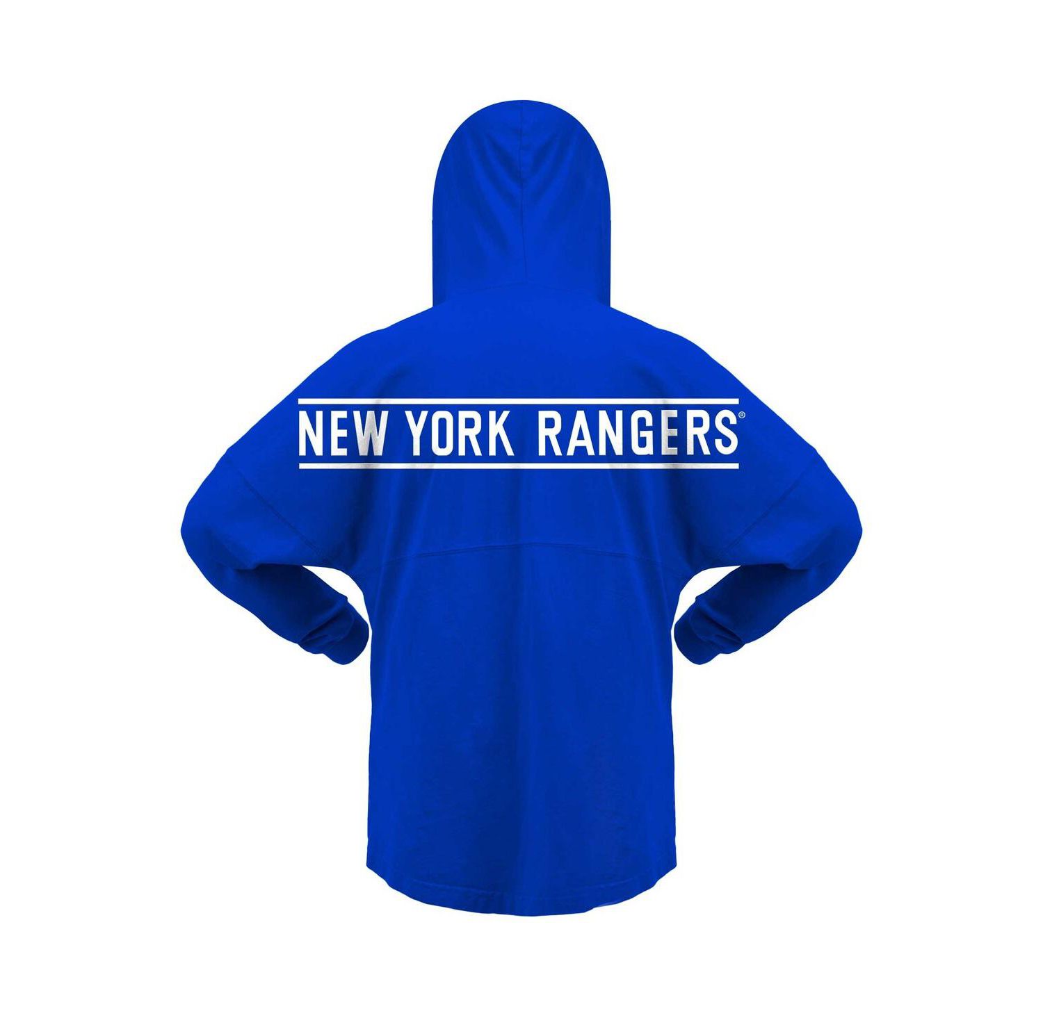Women's Blue New York Rangers Jersey Lace-Up V-Neck Long Sleeve Hoodie T-shirt