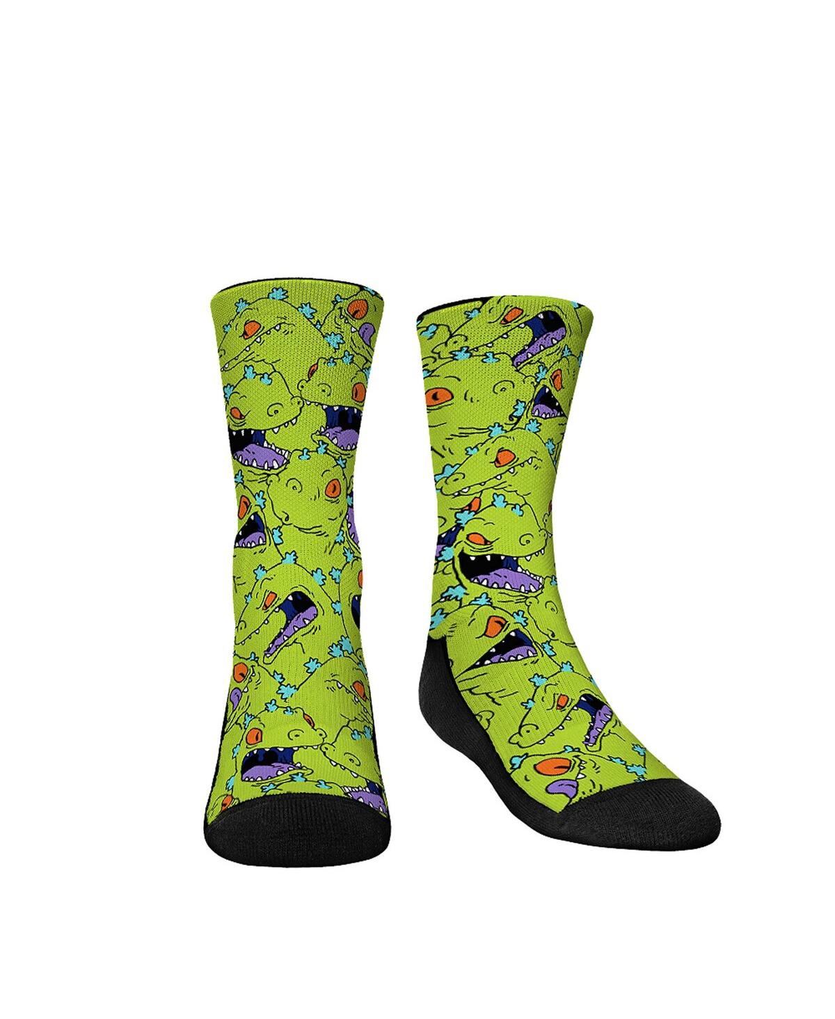 Rock 'em Kids' Youth Boys And Girls  Socks Rugrats Reptar Attack! Crew Socks In Green