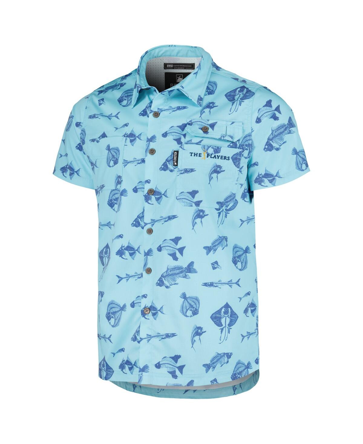 Shop Flomotion Men's  Blue The Players Fishing Tri-blend Button-up Shirt