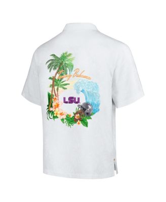 Men's White LSU Tigers Castaway Game Camp Button-Up Shirt