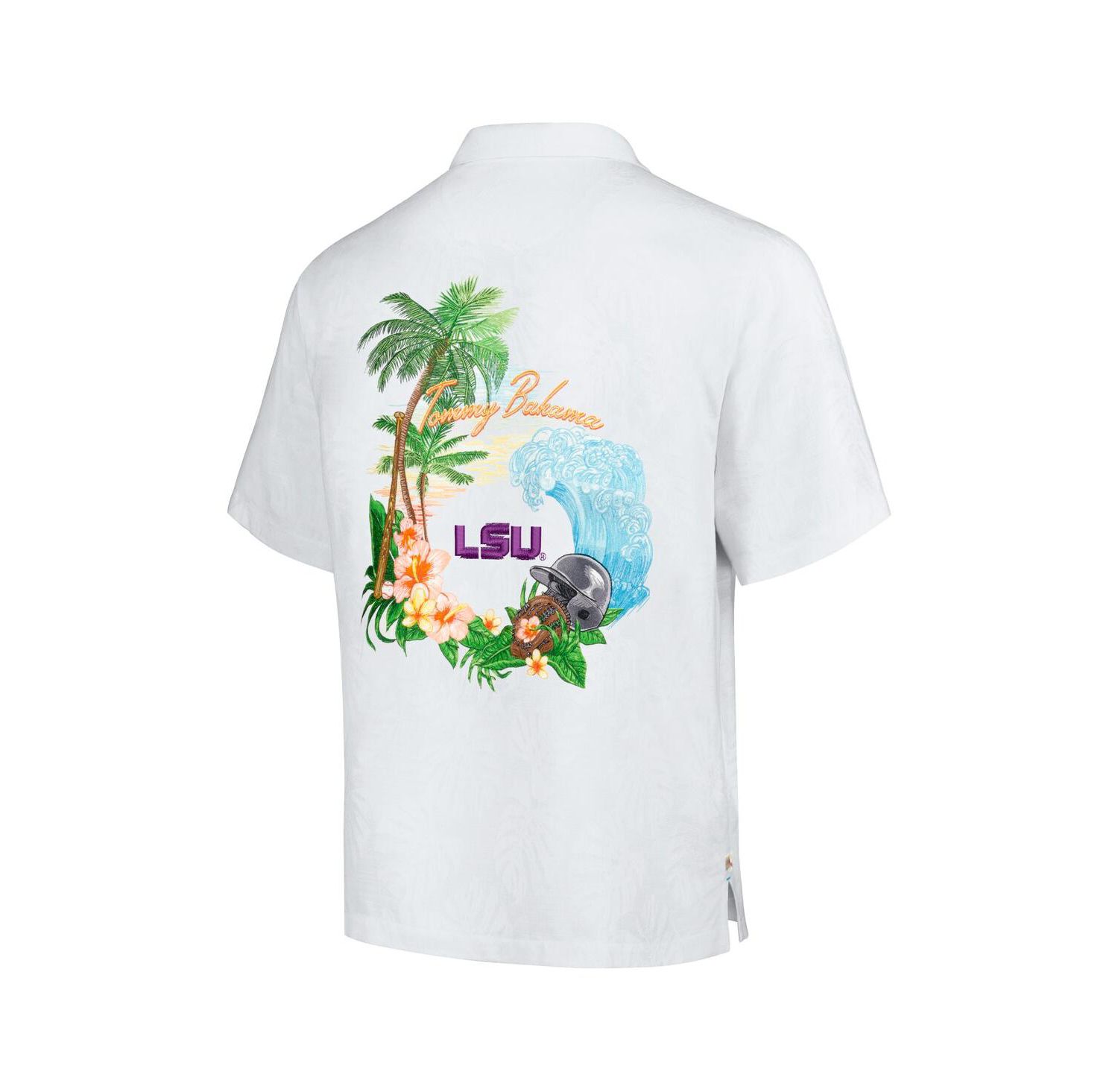 Men's White LSU Tigers Castaway Game Camp Button-Up Shirt