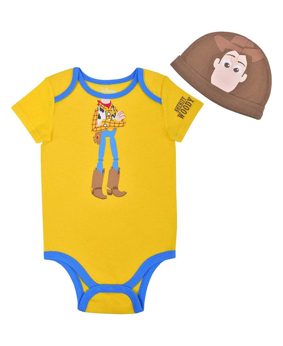 Shop Children's Apparel Network Baby Boys And Girls Yellow Toy Story Woody Bodysuit And Hat Set