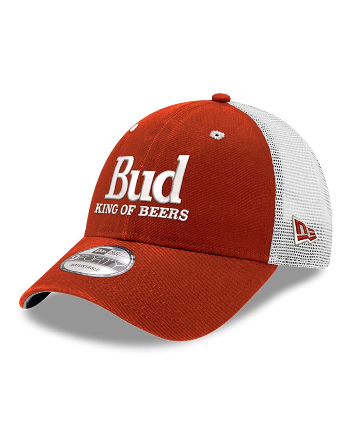 NEW ERA MEN'S NEW ERA SCARLET HENDRICK MOTORSPORTS BUDWEISER 9FORTY ADJUSTABLE TRUCKER HAT 
