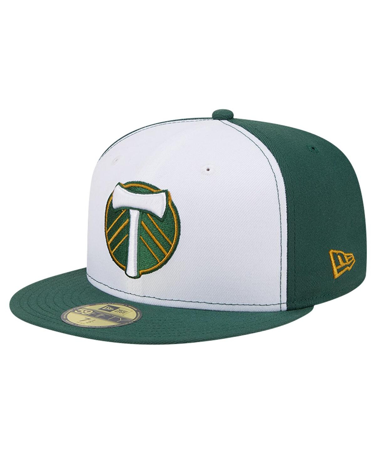 Shop New Era Men's  White, Green Portland Timbers 2024 Kick Off Collection 59fifty Fitted Hat In White,green