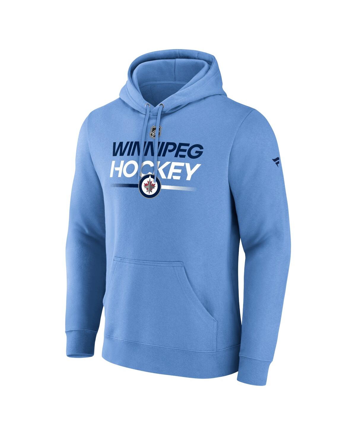 Shop Fanatics Men's  Light Blue Winnipeg Jets Alternate Wordmark Fleece Pullover Hoodie