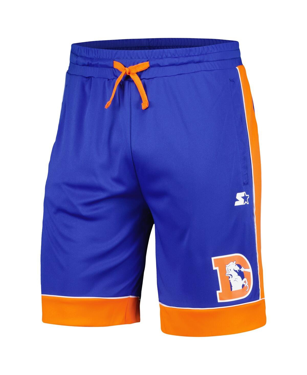 Shop Starter Men's  Royal, Orange Distressed Denver Broncos Vintage-like Fan Favorite Shorts In Royal,orange
