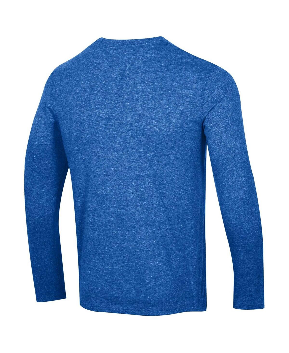 Men's ChampionDistressed Toronto Maple Leafs Multi-Logo Tri-Blend Long Sleeve T-shirt - Heather Blue