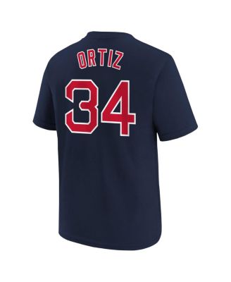 Big Boys David Ortiz Navy Boston Red Sox Home Player Name and Number T-shirt