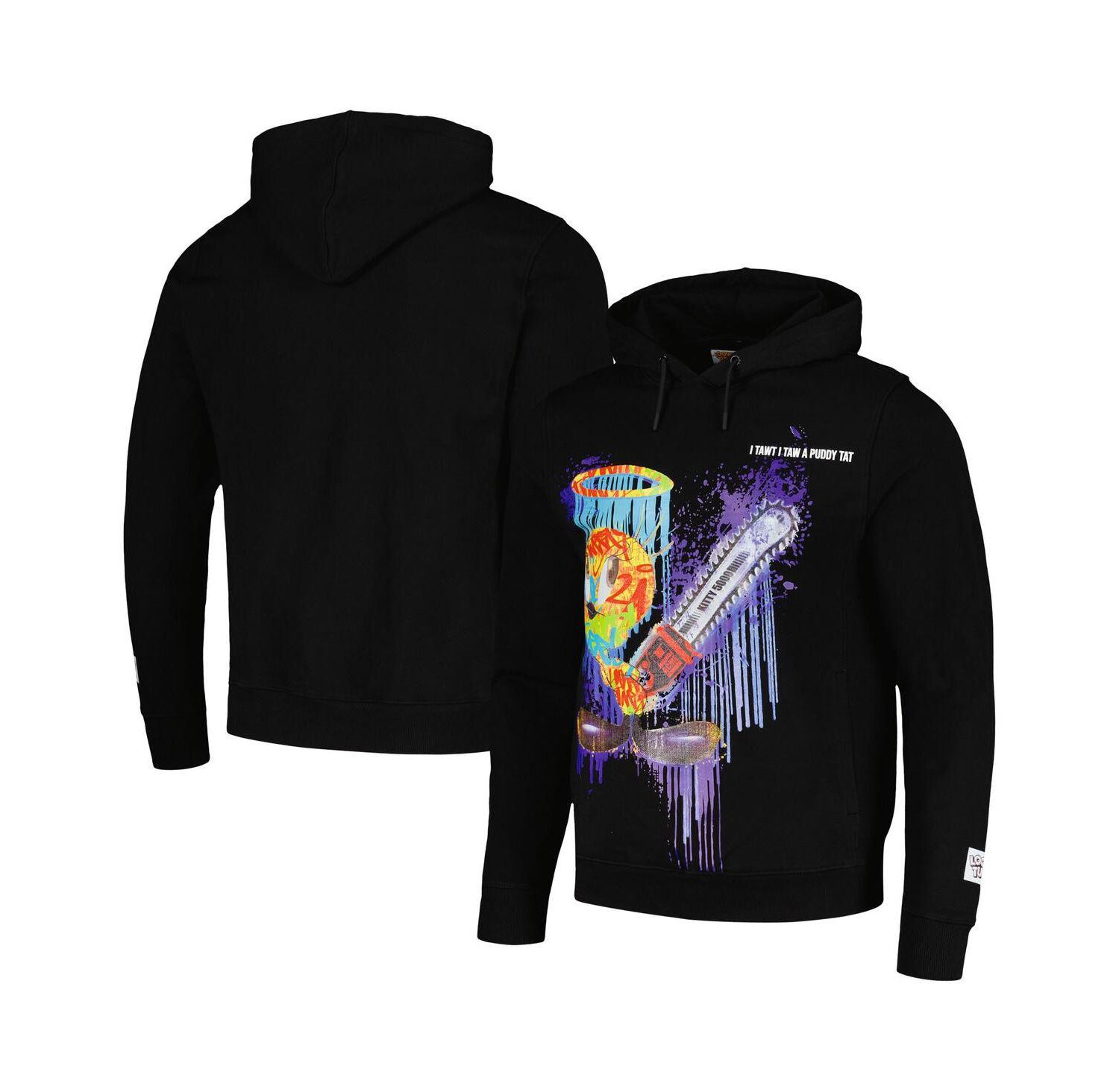 Men's and Women's Black Looney Tunes Tweety Bird Splatter Horror Pullover Hoodie