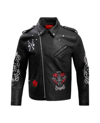 Men's Black Looney Tunes Dispicable Biker Full-Zip Jacket